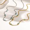 Hot Sale Natural Turquoise Stainless Steel Clavicle Chain Plated 18K Gold Non-Fading Necklace Light Luxury Niche Jewelry