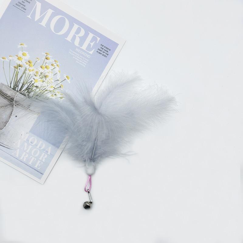 Cat Toys Cat Teaser SticksFeather BellsReplacement Heads Pet Plush ToysCat Teasing Gadgets and Pet Toys for Relieving Boredom