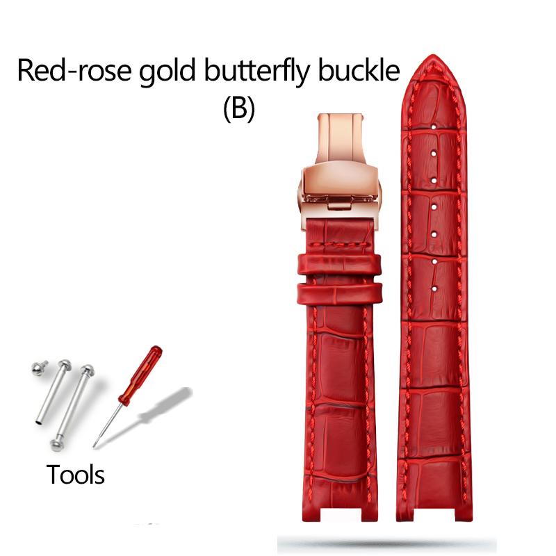 For Bao-ruo Watch Band 88105L/88103L/GG015 Genuine Leather Watchband Notched Bracelet Red Brown Black Fashion Strap Women 18mm