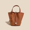 2025 Trending Women's Genuine Leather Cowhide Bucket Bag: Versatile, Top Layer Vegetable Tanned Handbag