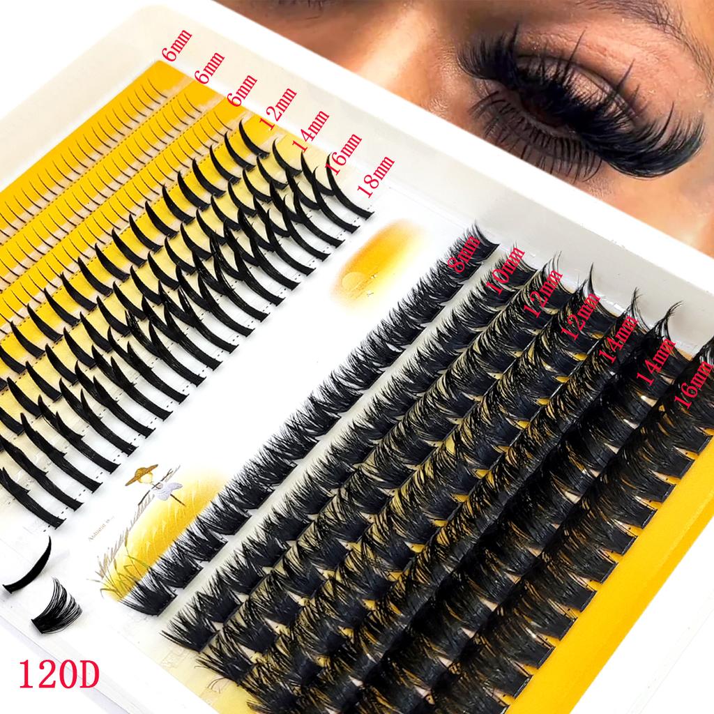 Xiaomi Faux cils en grappe 3D 60D-120D, épais et pointus, en vison, avec cils inférieurs, pour un look manga, yeux de poupée, cils naturels, cosplay