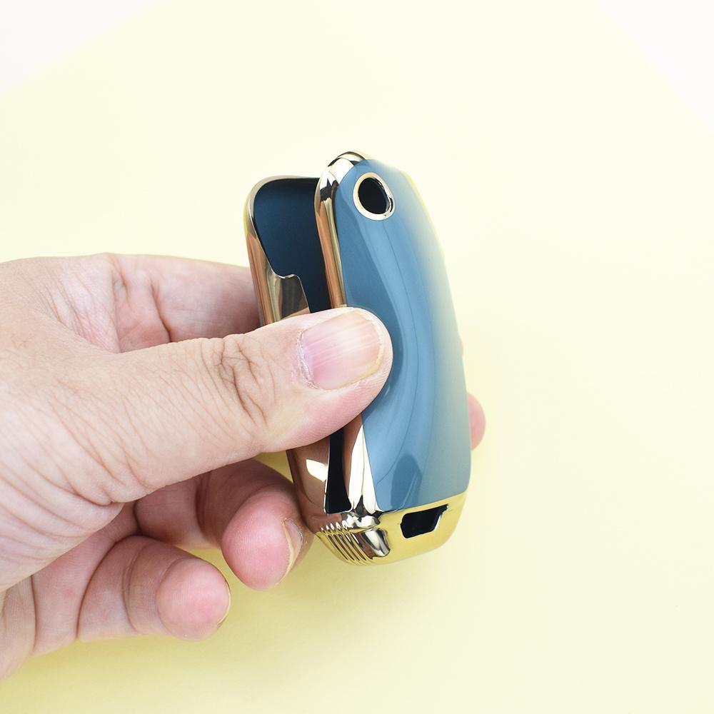 Módní Zlatý Okraj Auto Shell Fob Držák Taška Pro KIA 2018 2019 Sorento Ceed CD Cerato Sportage R GT Stinger GT Forte TPU Kryt Pouzdra na Klíč od Auta