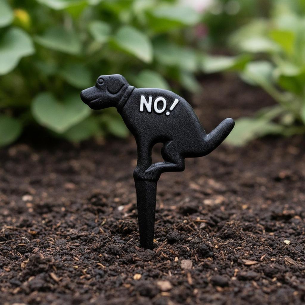 Garden Stake with Dog Silhouette Outdoor Cast Iron Sign Metal