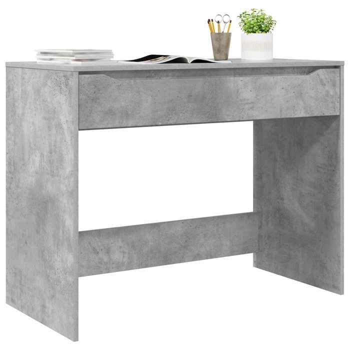 Bureau - MAISON EXCLUSIVE - 100 x 50 x 78 cm - Gris Béton - Bois d'ingénierie - 1 tiroir