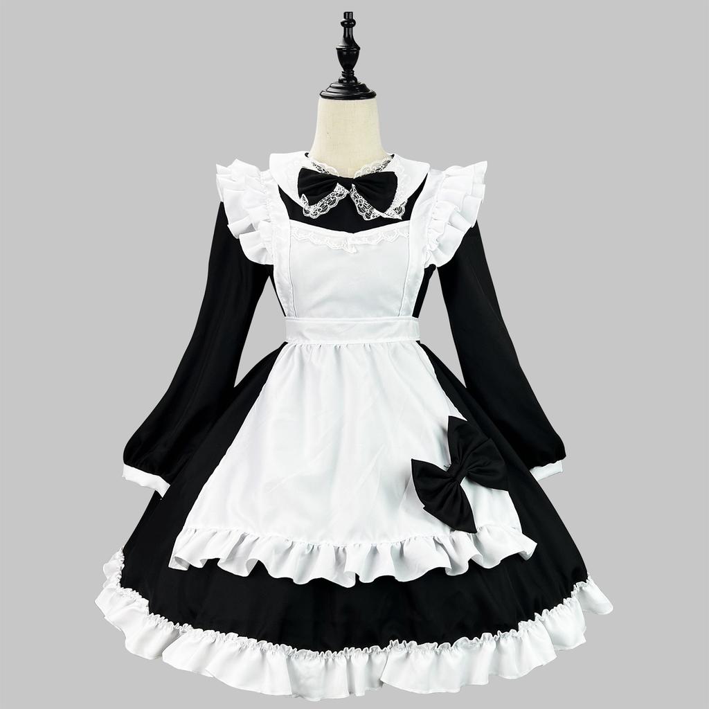 Anime Charakter Cosplay Original super süßes japanisches schwarz-weißes Dienstmädchenkostüm Langarm-Dienstmädchenkostüm Cosplay-Performance-Kostüm