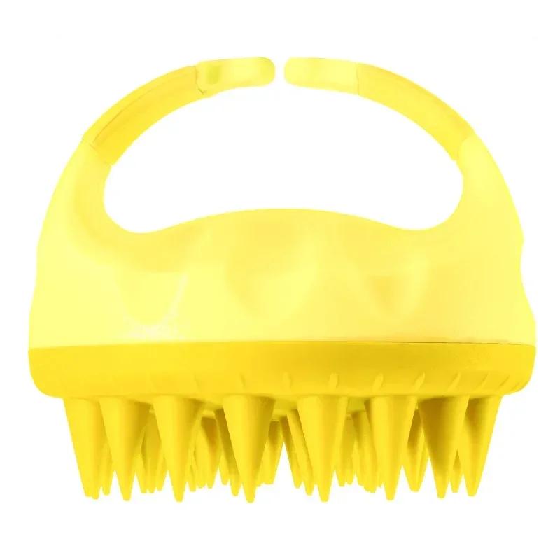 Silicone Shampoo Brush Head Scalp Massage Comb Hair Washing Comb Hair Massager Brush Shower Bath Brush Salon Hairdressing Tool жёлтый