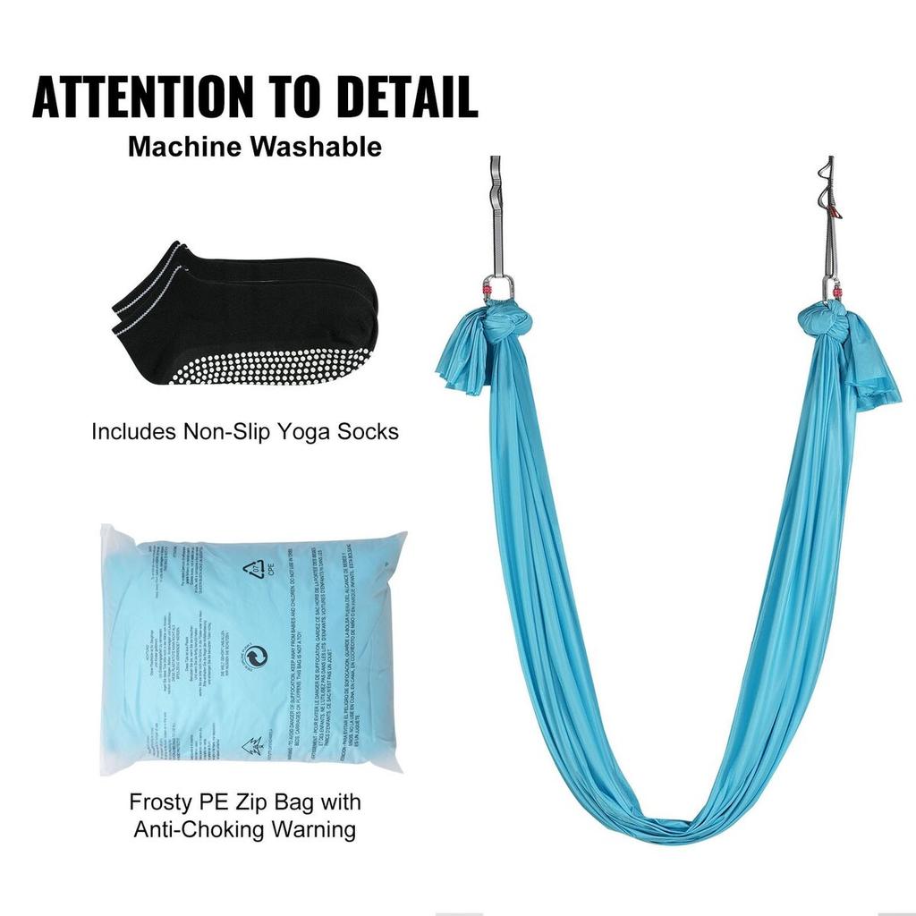 Aerial Yoga Hammock & Swing, 5.5 Yards, Aerial Yoga Starter Kit with 100gsm Nylon Fabric, Full Rigging Hardware & Easy Set-up Guide, Antigravity