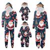 Christmas Print Family Matching Hooded Long Sleeved Zippered Jumpsuit Set