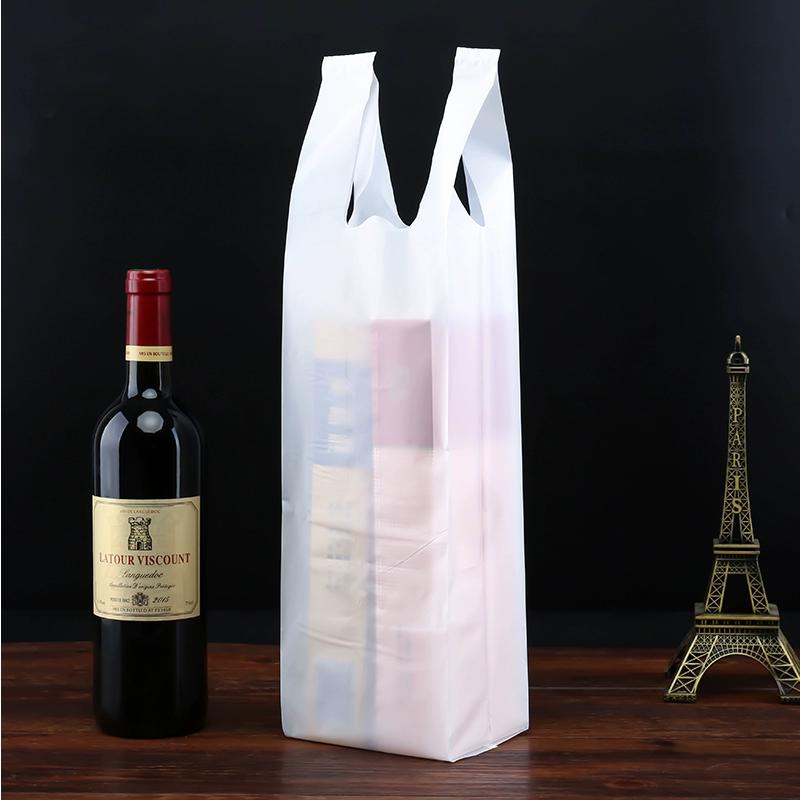 Universal Plastic Thick Handbag Red Wine Tote Bag Grape Wine Tote Transparent Gift Bag Portable Eco-friendly Purse Durable White Carrier Bag