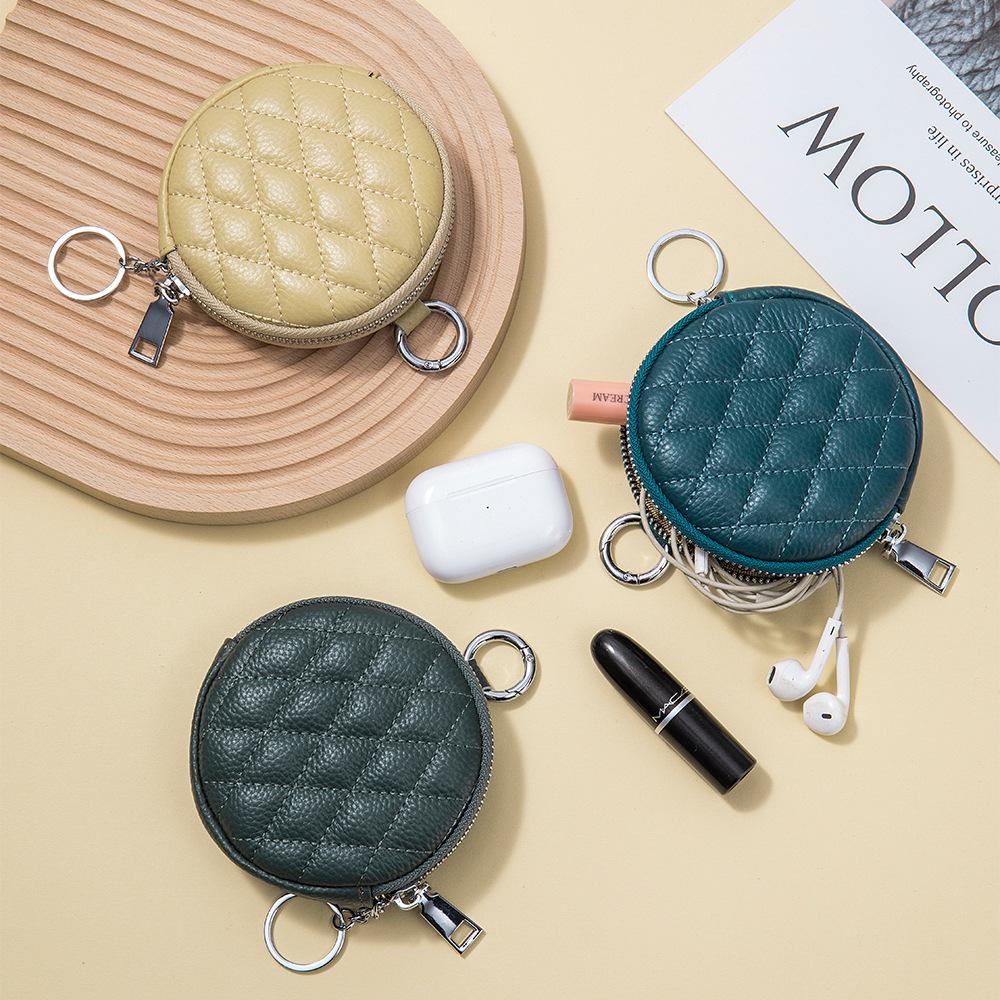 New round rhombus change bag powder small round bag earphone storage bag small coin bag small wallet female