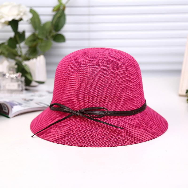 Versatile Breathable Mesh Basin Hat Bow Straw Bucket Hat Women Summer Travel Sun Protection Visor Sun Hat
