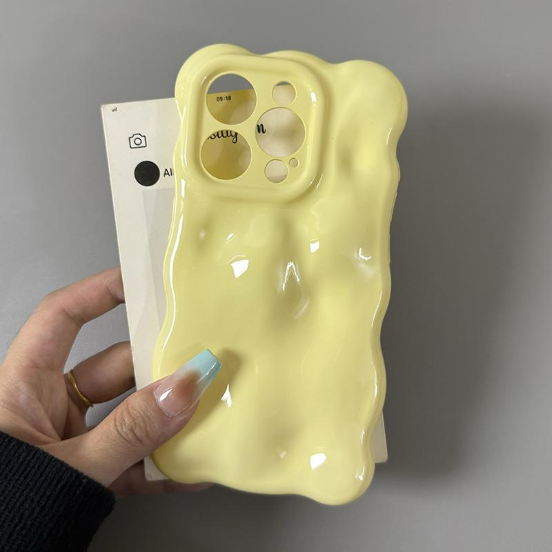 

Candy Color Glossy 3D Meteorite Pattern For iPhone 16 Pro Max 17 Air 15 Plus 13 14 12 11 Shockproof Back Cover жовтий