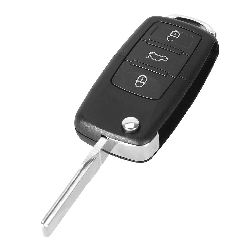 Dandkey 3 Buttons Flip Key Shell For Volkswagen Vw Jetta Golf Passat Beetle Polo Bora Fob Folding Remote Key Case