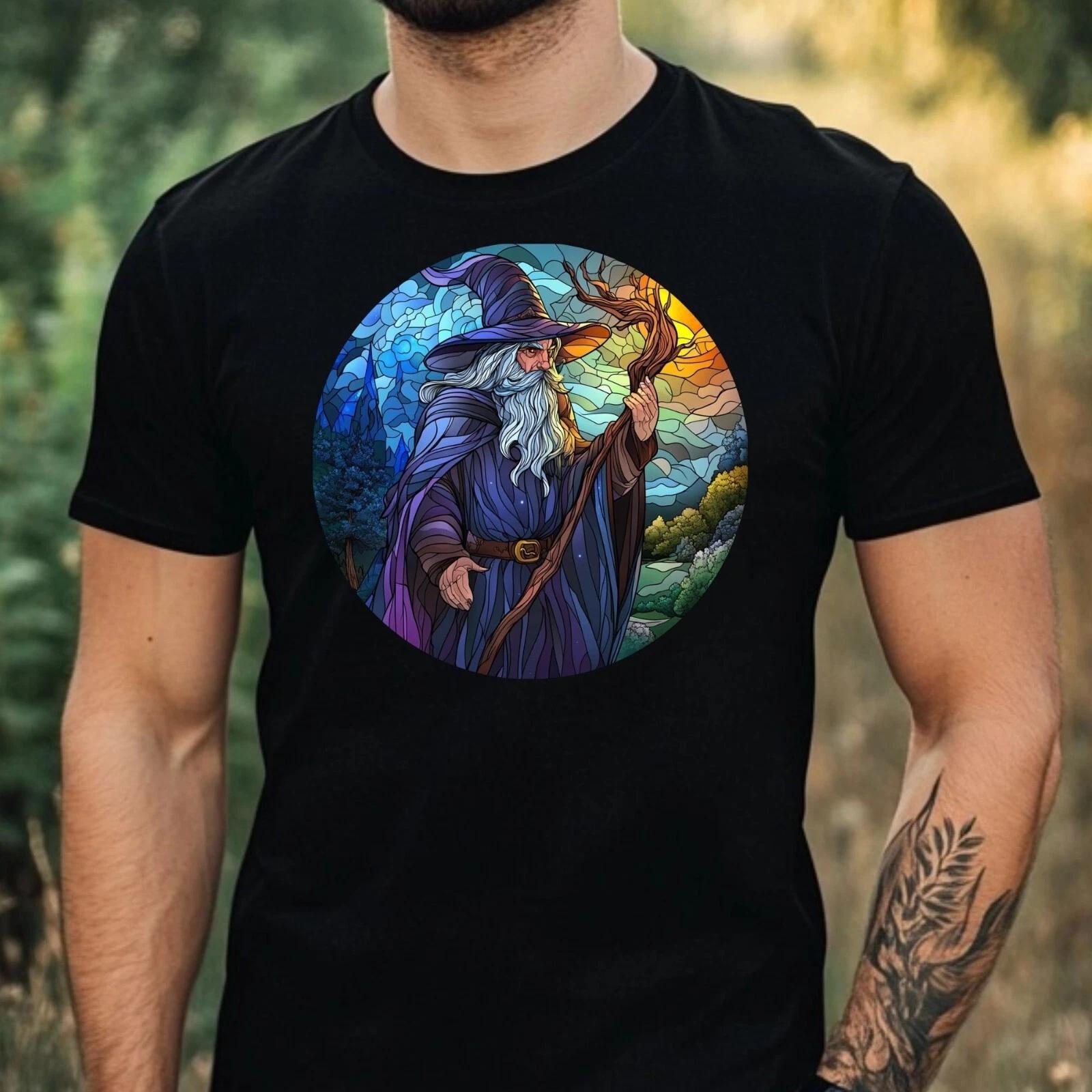 T-Shirt Herren Zauberer Buntglas Motiv Baumwolle Größe XS bis 5XL XL