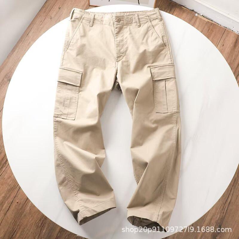 

Комбинезон Свободные Прямые Брюки Креповая Кожа Новые Многокарманные Универсальные Повседневные Брюки 5XL хаки