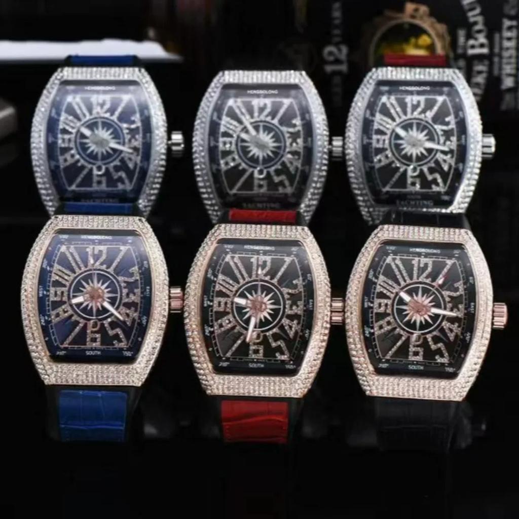 Hengbolong Watch Mule Wine Barrel-shaped Diamond-encrusted Fashion Business Quartz Watch Men