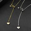 Korean Fashion Heart Love Female Chain For Women Men Stainless Steel Rhinestone Gold Color Hiphop Necklace Jewelry Accessory