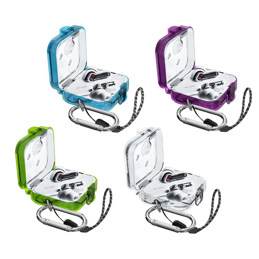 PC Headphone Shell Clear Candy Color Wireless Headphones Cover With Lanyard Hook On-off Snap Fall-protection for Nothing Ear 2