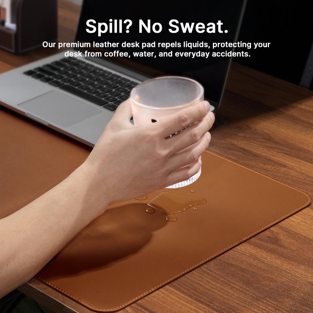 Desk Pad Protector, Mouse Pad, Desk Mat, Non-Slip with Stitched Edges PU Leather Desk Blotter for Home School