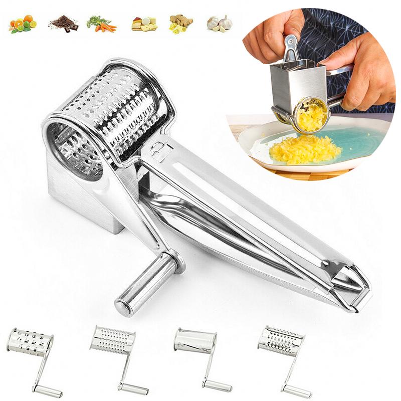 5Pcs Stainless Steel Cheese Grater Hand Held Rotary Sharp Cutter Slicer Shreddek