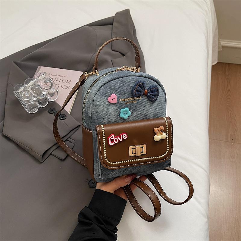 Schoolbag Handsome Mijia Simple Women's Bag 1011 New Shoulder Crossbody Cartoon Fashion Foreign Style Backpack High Value Bag