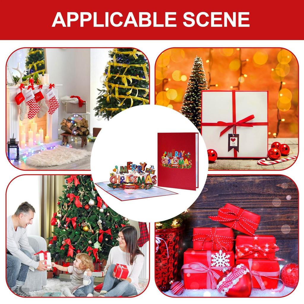 Merry Christmas Cards 3D Holiday Card With Music And Light Celebration Keepsake For Kids Boys Girls Family Greetings Birthday