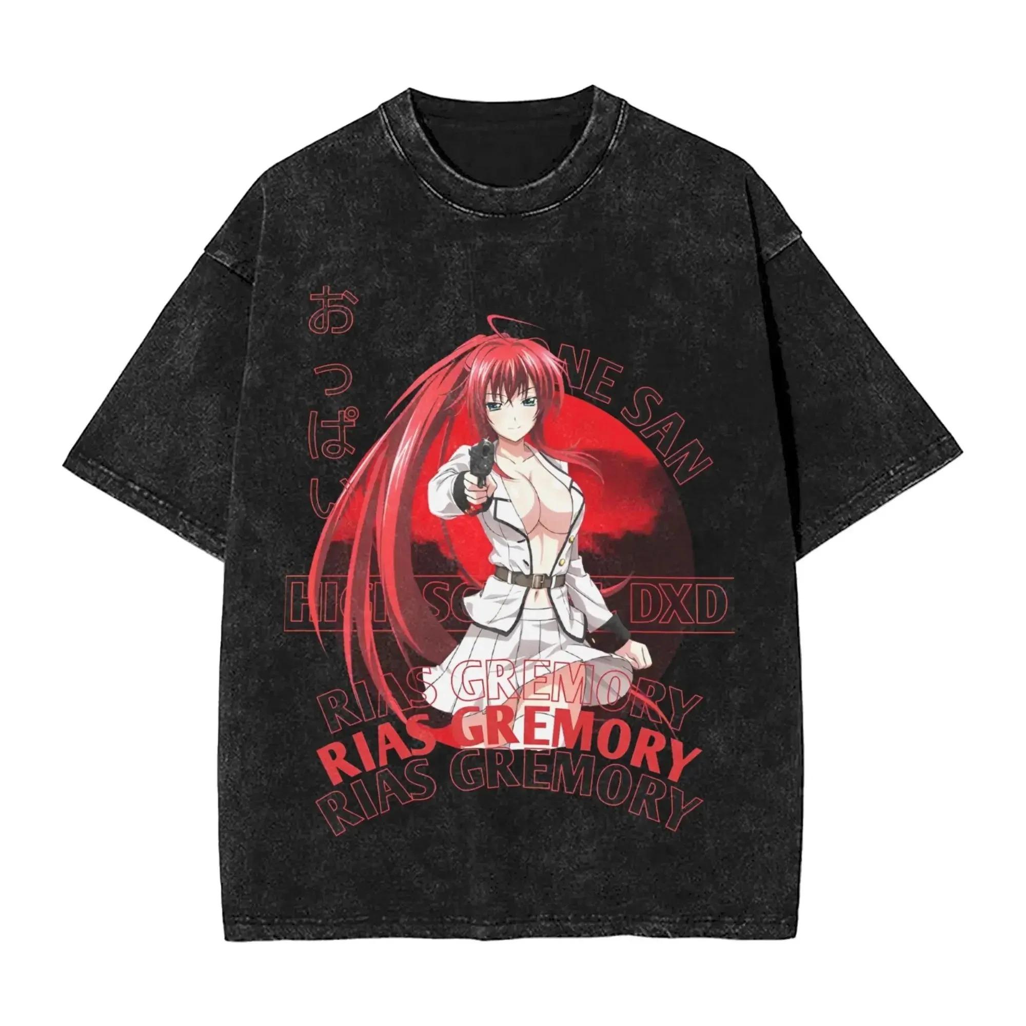 High School DxD Rias Gremory Anime Graphic Unisex Heavyweight Cotton Vintage Black Streetwear T-Shirt L