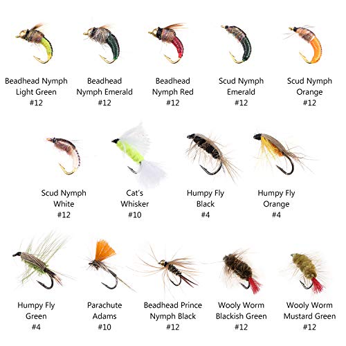 Bassdash Complete Fly Fishing Set (76 flies, 28 types) - Fly fishing flies in a case. Ideal for stream fishing, tenkara, and trout fishing.