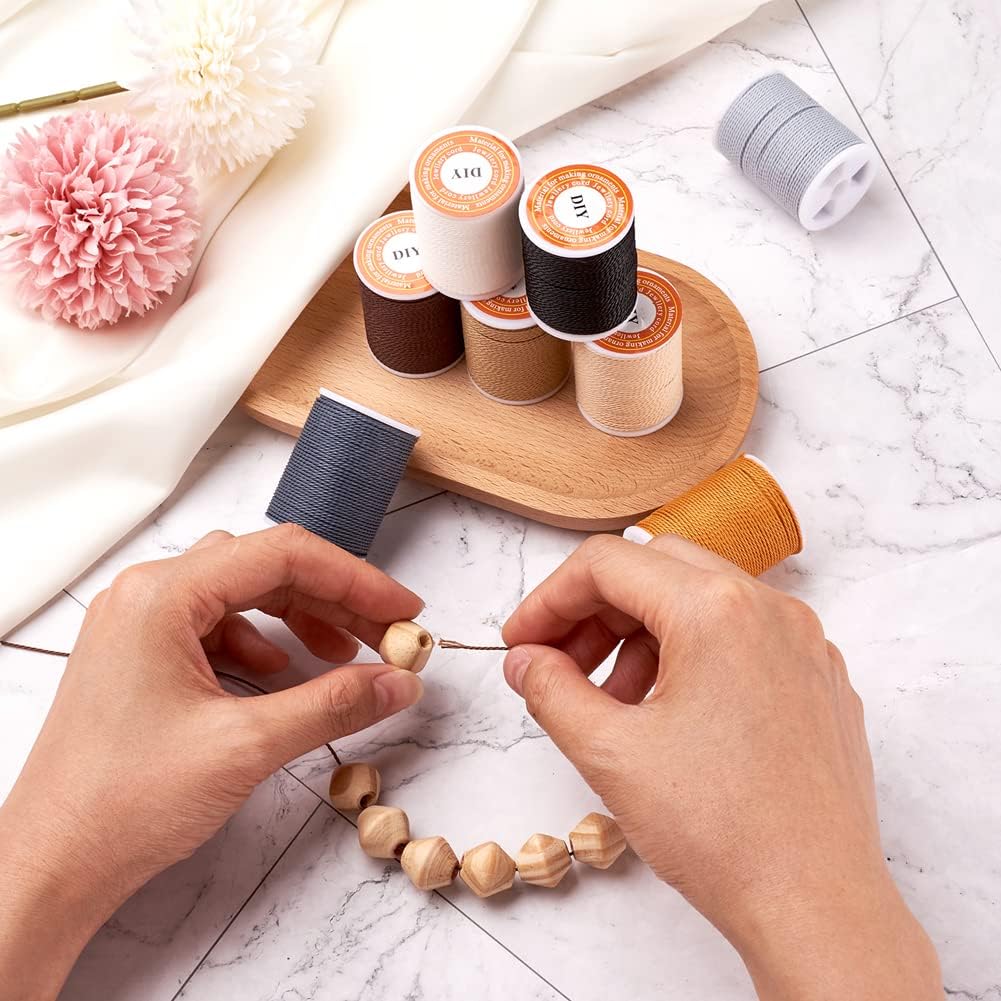 Craftdady 9 Rolls 1mm Waxed Polyester Twine Cord Macrame Braided Bracelet Making Beading Thread String Twisted Trim Cord for Friendship Jewelry