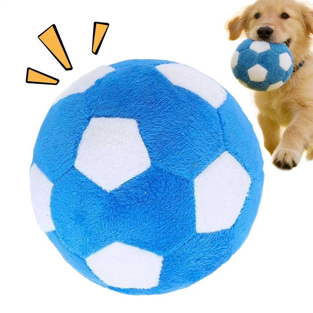 Soft Squeaky Plush Dog Toy Ball Interactive Soccer Game for Puppies Cats, Durable Safe Indoor Outdoor Play for Aggressive Chewer