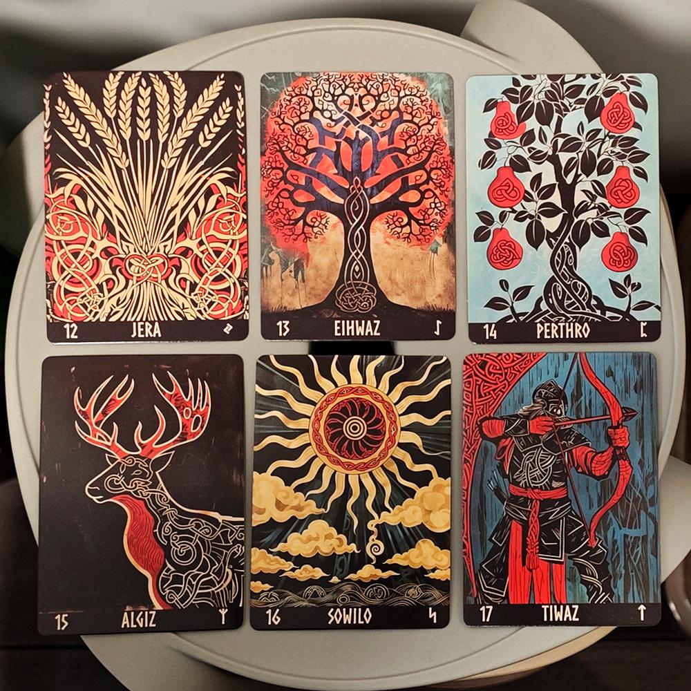 10.4*7.3cm Norwegian Woodcut Runes Deck 24 Cards Oracle Deck Elder Futhark Runes