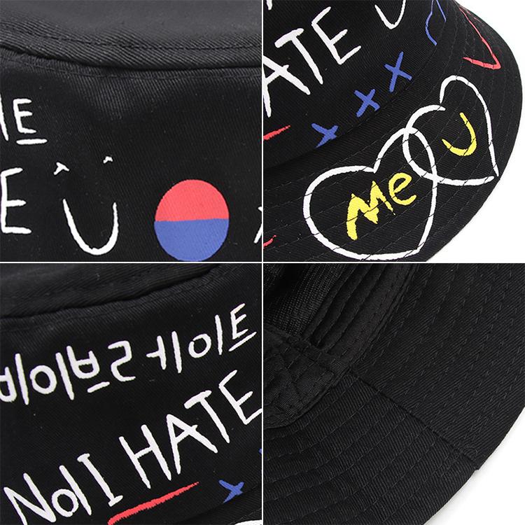 Reversible Graffiti Heart Bucket Hat Small Batch Custom Printed Embroidered Logo Fisherman Hat Stable Supply