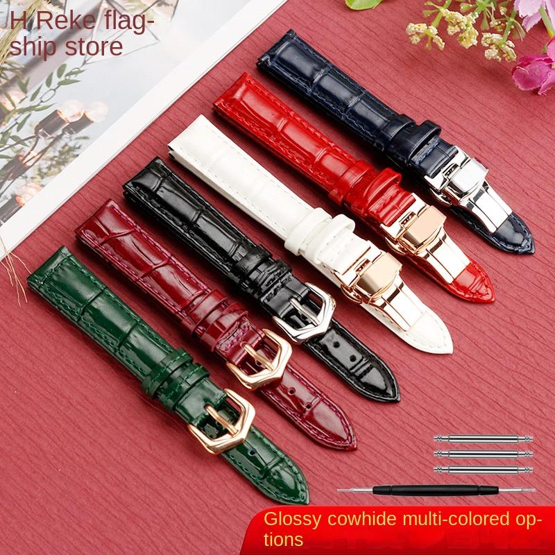 women's Bright smooth cowhide watch strap 14mm 15mm 16mm 17mm 18mm For Cartier Solo Key TANK London crocodile leather watchband