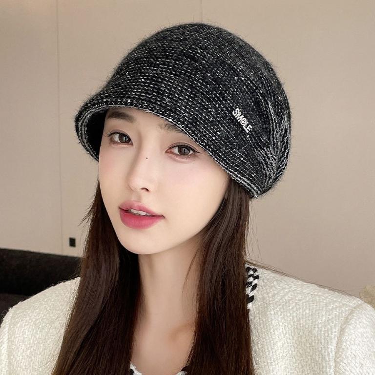 Damen Herbst- und Winter-Stapelhut Kältefest und Warm Krempe Vielseitige Mode Strickmütze