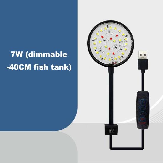 5W/7W Klipová lampa do akvária USB Power LED Full Spectrum Vodotěsné Řasy Okrasné osvětlení Připojení hadice Nastavitelná energeticky úsporná nádrž 360 stupňů