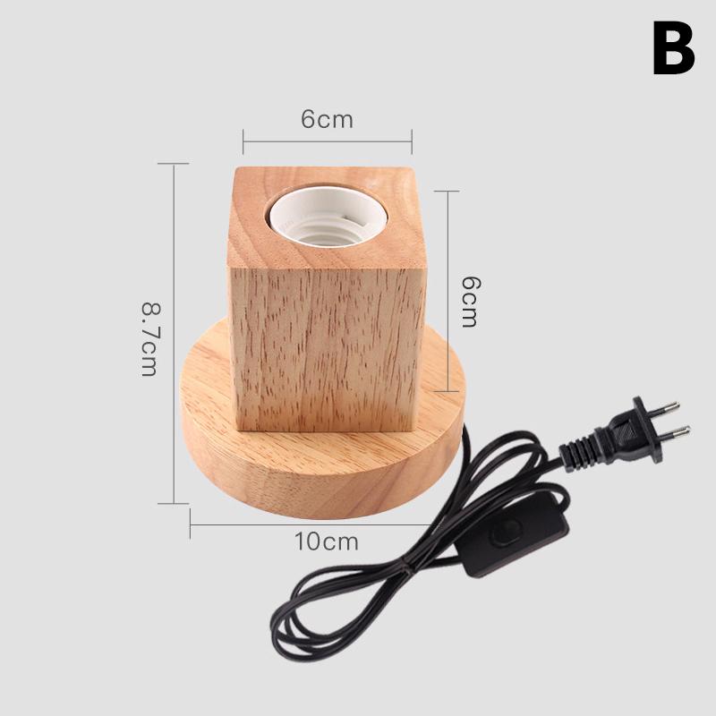 Retro Wood Table Lamp E27 Socket Vintage Desk Lamp Base Holder Wooden Base Table Light 220V Bedside Lamp Decor
