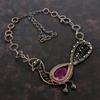 Faceted Kashmir Ruby Necklace Copper Wire Wrapped Adjustable Chain Necklace Copper Wire Jewelry Peacock Necklace Gemstone Necklace For Gifts