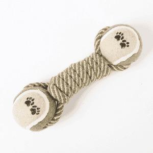 Eco-Friendly Cotton Rope & Tennis Ball Dog Chew Toy with Handle for Boredom Relief-Indoor/Outdoor Use