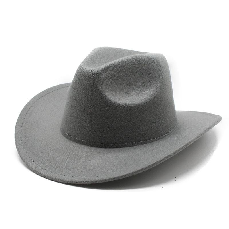 Western Cowboy Hat Black Wool Felt Fedora For Men And Women Sun Protection