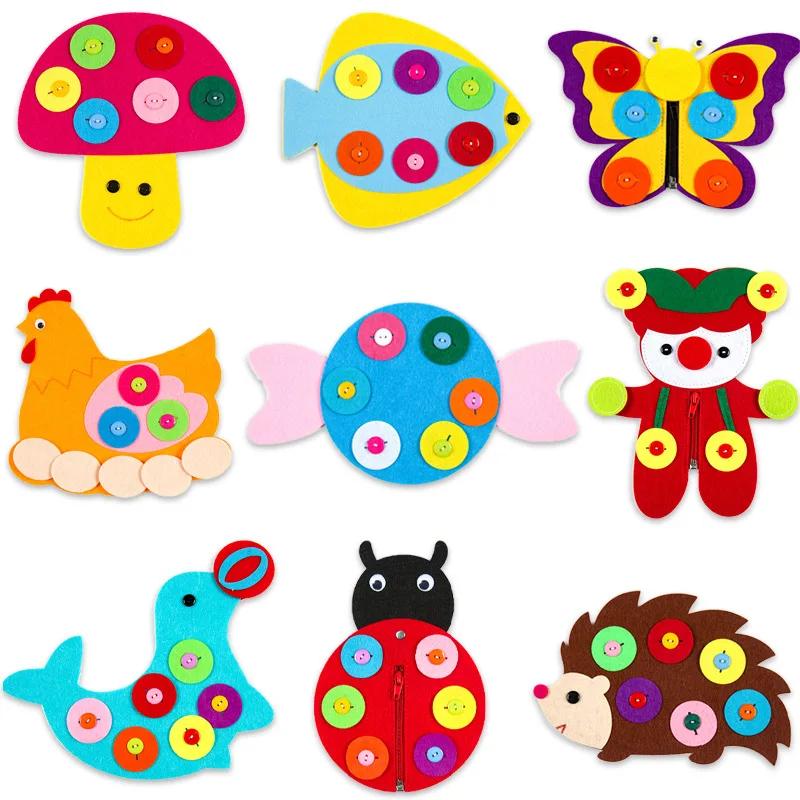 Giocattoli Fai da Te Educativi Creativi EVA Carini Cartoni Animati Fatti a Mano Tessuto Non Tessuto Materiale Bottone Strumenti per la Scuola dell'Infanzia Primi Puzzle per Bambini