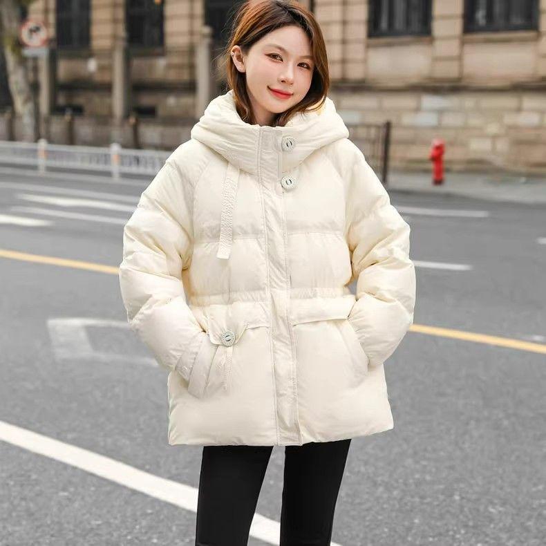 Autumn and winter fat mm large size new drawstring thin fashion foreign style thickened warm versatile cotton clothes women