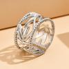 Gold-Plated Stainless Steel Leaf Ring – Adjustable Fairy Style for Women