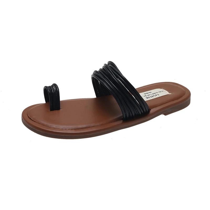 

Woman Flat Slippers Woven with Comfortable Flip Flops Women s Shoes Casual Bottom Slippers Women s Shoes Summer 39 чорний