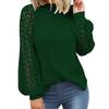 European and American new round neck long-sleeved lace splicing loose top women