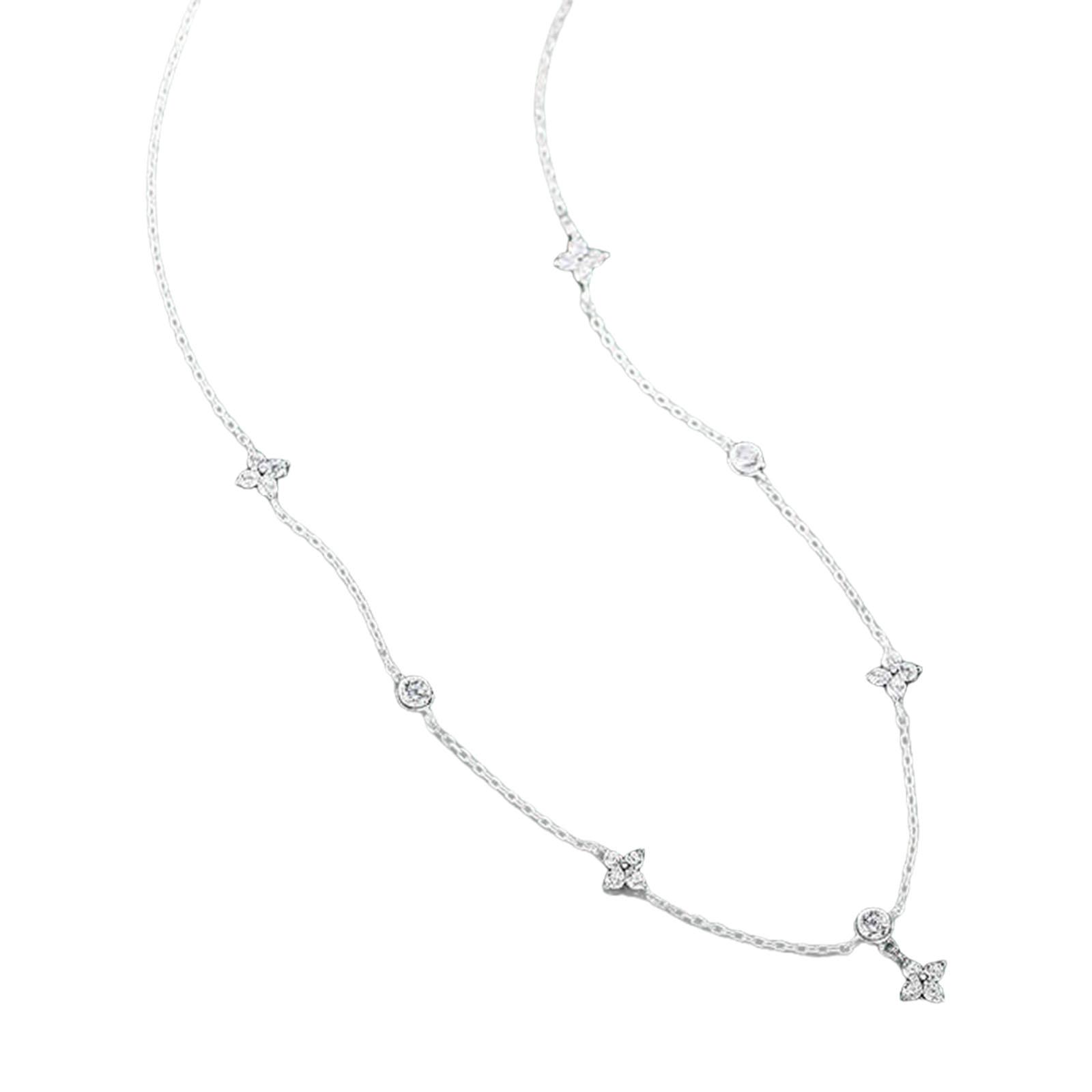 

Sparkling Necklace Fashion Four Leaf Clover Pendant Necklace Neck Jewelry Perfect for Youthful Couple or Close Friend білий