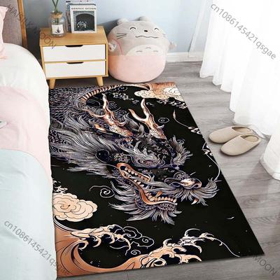Mysterious Eastern Dragon Pattern Printed Carpet Great Holiday Gift for Husband Son Dad Living Room Bedroom Sofa Rug Multisize