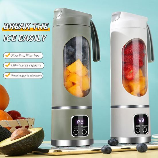 Portable Juicer Cup Rechargeable Mini Blender for Shakes And Smoothies Juice Mixing 450ML Electric Mixer for Ice Crushing Food