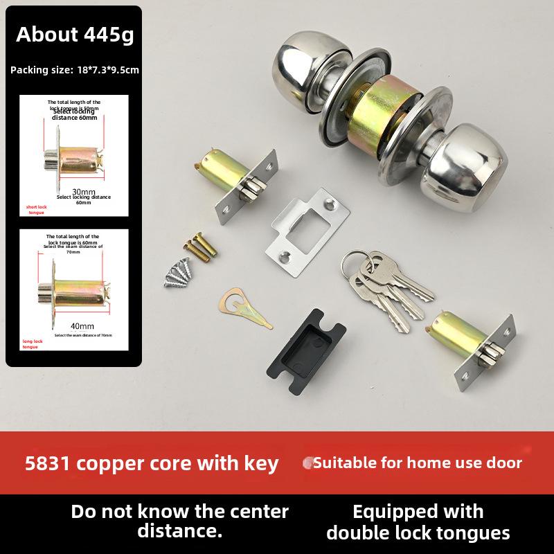 Stainless Steel and Wood Bathroom Door Knob Lock 5831