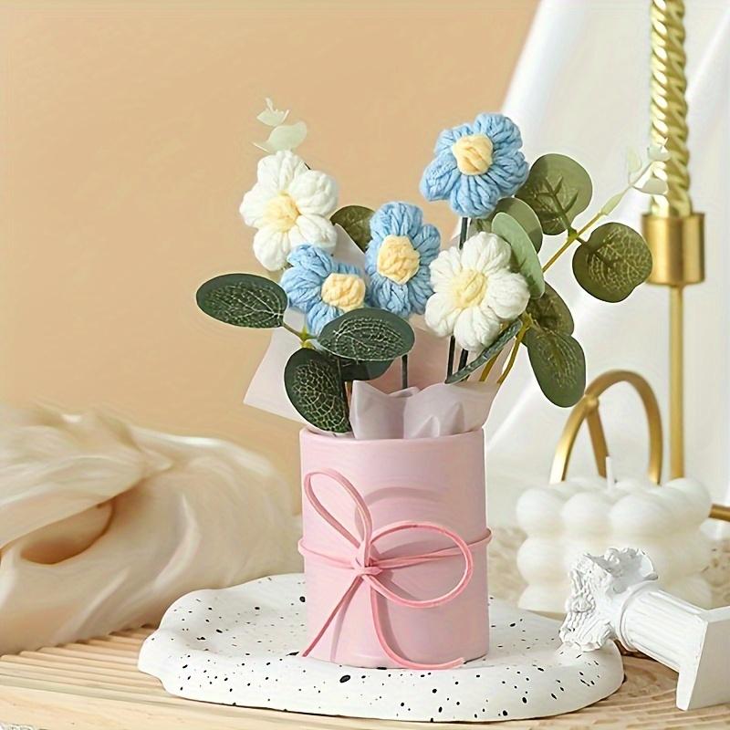 1 Set Handmade Crochet Vase Flower, Pink Spring Bouquet for Mother's Day Graduation Gift, Mother's Day Home Desk Decor