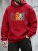 Soft fleece hoodie sweatshirt with colorful retro wilderness artwork for men daily wear and casual short‑trip outings